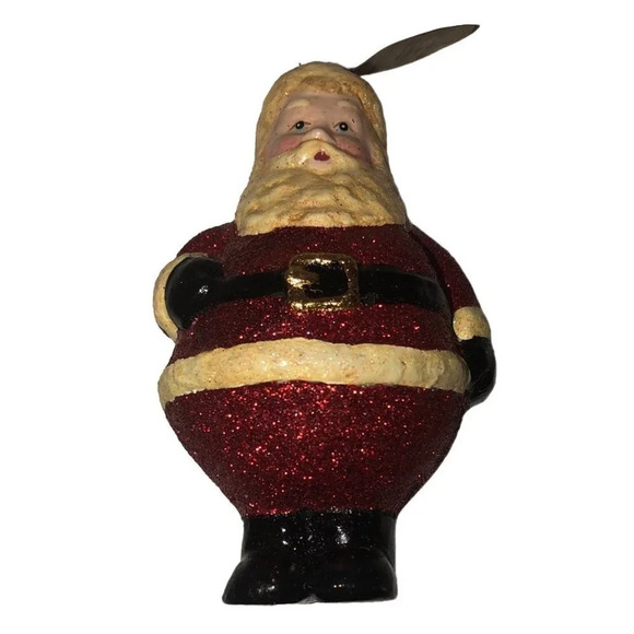Katherine's Collection Glitter Round Santa Christmas Xmas Tree Ornament No Box - Picture 1 of 5